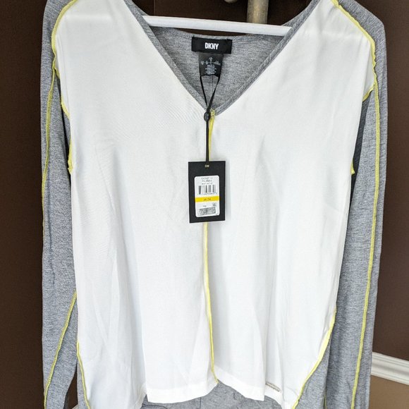 DKNY Long sleeve v neck top New with tags M - Picture 1 of 5